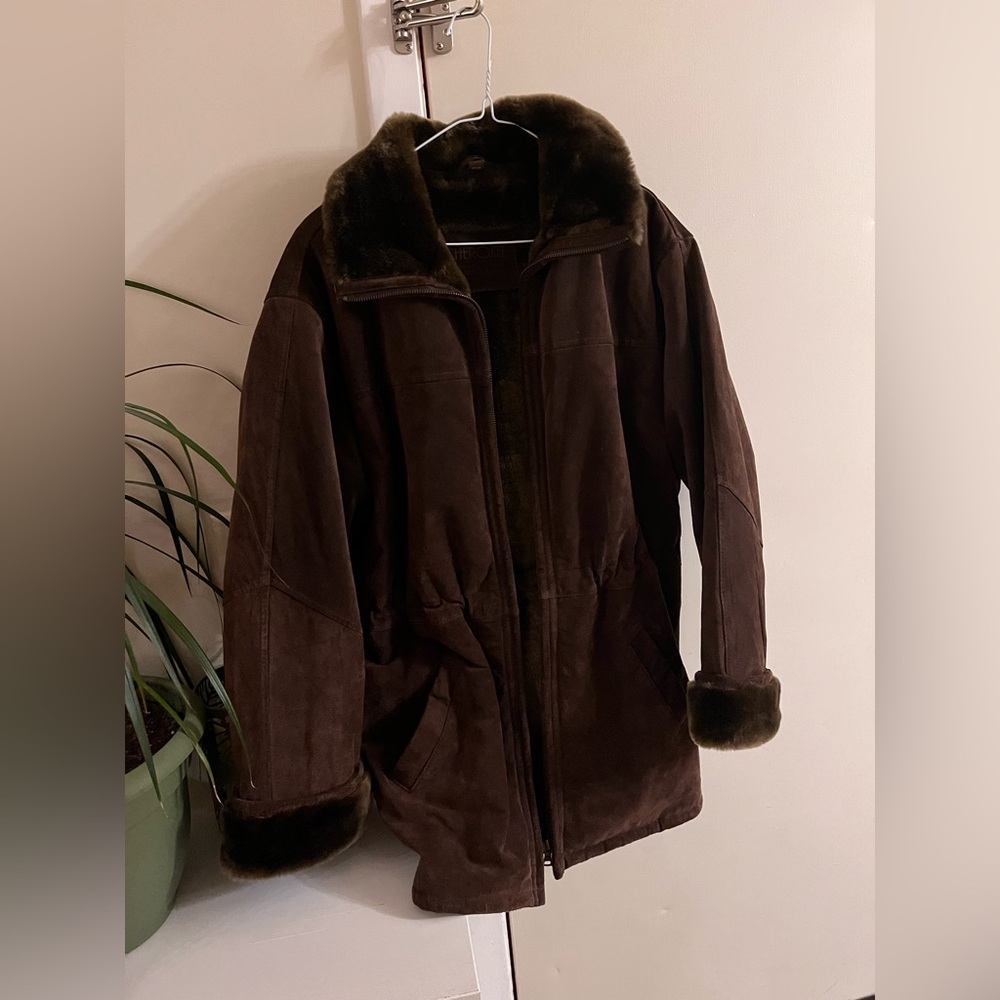 Cherokee Brown Suede Jacket with Fur Trim